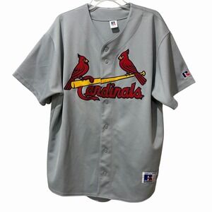 Vintage St. Louis Cardinals Jersey Mens L MLB Baseball Russell 90s Gray Stitched
